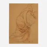 attribution Frederic Leighton, Robed Figure, charcoal and conte crayon on paper