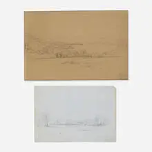 John Frederick Kensett, two works, graphite on paper
