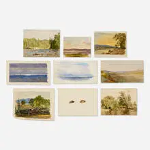 John William Hill, nine works, watercolor on paper