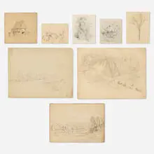 John William Hill, eight works, graphite on paper
