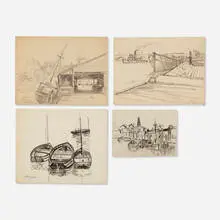 four works by Hayley Lever, graphite on paper, sold Sep 2020