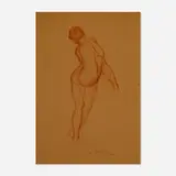 Everett Shinn, Back of Female Nude, 1906, conte crayon on paper laid to board