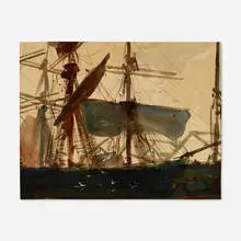 Evening Masts by John Whorf, watercolor on paper, sold Sep 2020