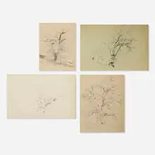 David Johnson, four works, graphite on paper