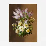 Raoul M. de Longpre, Lilacs and Yellow Roses, gouache on paper