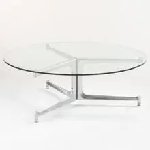 coffee table by Preben Fabricius and Jørgen Kastholm, c. 1968, cast aluminum, glass, sold Mar 2007
