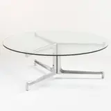 coffee table by Preben Fabricius and Jørgen Kastholm, c. 1968, cast aluminum, glass, sold Mar 2007