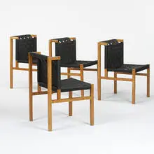 Gijs Bakker, seatbelt chairs, set of four, 1978, ash, nylon seatbelt straps
