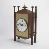 table clock, model #2255 by George Nelson & Associates, c. 1957, walnut, brass, glass, enameled steel, sold Mar 2007