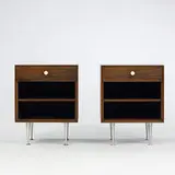 Thin Edge nightstands, pair by George Nelson & Associates, c. 1955, rosewood, aluminum, porcelain, sold Mar 2007