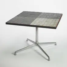 Alexander Girard and Charles Eames, tile tabletop with prototype base, c. 1965, ceramic tile, steel, aluminum