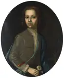 Jacob Huysmans, Portrait of a boy, half-length, holding a rose, oil on canvas