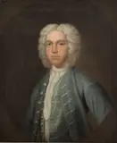 Portrait of a gentleman, half-length, in a blue coat, within a painted oval by English School, oil on canvas, offered Mar 2022