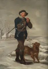 Thomas Barker, The woodcutter in winter; Collecting water in summer, a pair, oil on canvas
