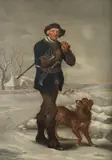 Thomas Barker, The woodcutter in winter; Collecting water in summer, a pair, oil on canvas