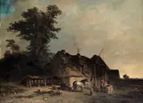 Children at a well by French School, oil on panel, offered Mar 2022