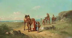 Henri van Wijk, A break on the camel trail; The scouting party, a pair, oil on canvas