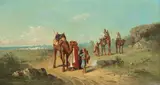 Henri van Wijk, A break on the camel trail; The scouting party, a pair, oil on canvas