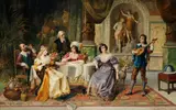 Franz von Persoglia, A lute serenade, oil on canvas