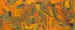 Composition by Ida E. Fischer, 1947, oil on canvas, sold Mar 2022