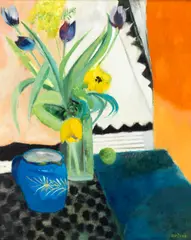 'Tulipes au pot bleu' by Guy Bardone, oil on canvas, sold Mar 2022
