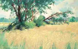 André Vignoles, 'Champ de blé à l'arbre couché', oil on canvas