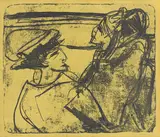 Ernst Ludwig Kirchner, Zwei Frauen in einem Boot, 1912, Lithografie auf gelbem Bütten