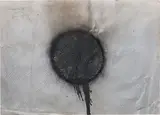 Otto Piene, Time Folds“. 1957/87/90, Feuergouache, Acryl und Sprühfarbe auf Papier