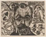 Ernst Ludwig Kirchner, Hodlerkopf, 1918, Holzschnitt auf festem Papier