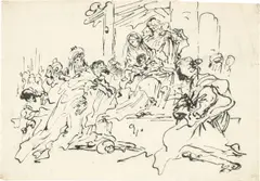 Giovanni Domenico Tiepolo, Die Anbetung der Könige, Um 1750, Feder in Schwarz auf Bütten