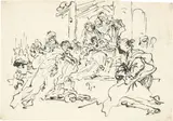 Giovanni Domenico Tiepolo, Die Anbetung der Könige, Um 1750, Feder in Schwarz auf Bütten
