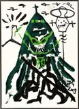 Jonathan Meese, Der GUMMILCH-TONI (sendefrisch, Antennchen hoch), 2005, Öl auf Leinwand