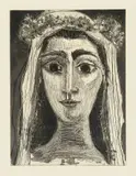Pablo Picasso, Jacqueline en mariée, de face. I, 1961, Aquatinta und Reservage auf Japan