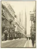 Curt Rehbein, Mies van der Rohe, Glashochhausprojekt Wabe, Friedrichstrasse, Berlin, 1922, Vintage. Silbergelatineabzug einer Photomontage