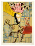 Francesco Clemente, Ohne Titel, 1984, Email, Öl und Acryl auf Blech, vom Künstler auf Holzplatte genagelt