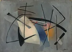 Komposition Gr by Fritz Winter, 1950, Öl auf festem genarbten Papier, sold May 2011