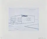 Ed Ruscha, Library & Book Return (2), 1994-95, Hard-ground etching on Dieu Donne handmade cotton paper with deckled edges