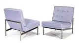 Florence Knoll, Lounge chairs (2), 1955, Blue vinyl