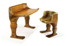 New York School, Carved wood desk and chair, c. 1975, Manufacturer unknown