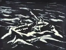 Richard Bosman, Life Raft & Sunset, Etching on wove paper & Linocut in colors
