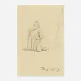 Carl Spitzweg, Sketching Outdoors, graphite on paper