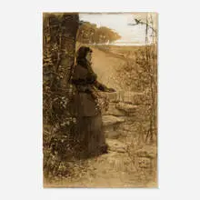 Charles Henry Turner, Reverie, c. 1885, chalk and charcoal on brown paper
