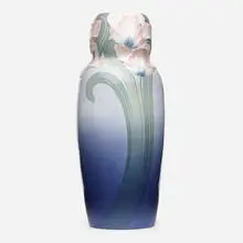 Karl Lindstrom for Rörstrand, floor vase, c. 1900, carved and reticulated glazed porcelain