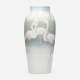 Karl Lindstrom for Rörstrand, Large vase with flamingoes, c. 1900, glazed porcelain