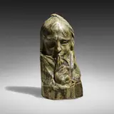 Le Silence by Jean Baptiste Auguste Dampt and Alexandre Bigot, 1897, glazed stoneware, sold Sep 2020