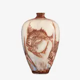 William E. Hentschel for Rookwood Pottery, Jewel Porcelain vase with fish