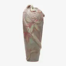 Weller Pottery, Large Fru-Russett vase with snake and bird, c. 1904, glazed earthenware