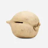 George E. Ohr, Peach novelty bank, 1897-1900, bisque earthenware