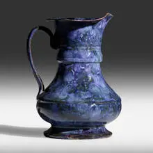 pitcher by George E. Ohr, 1897-1900, glazed earthenware, sold Sep 2020