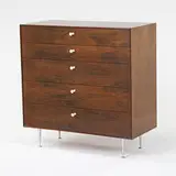 Thin Edge dresser, model #5240 by George Nelson & Associates, c. 1955, rosewood, aluminum, porcelain, sold Mar 2007